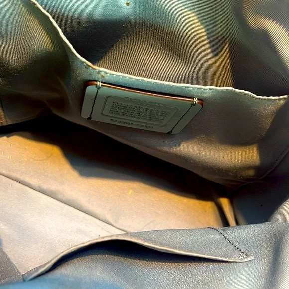 Coach Light Blue Mini Kelsey Leather Satchel Tote Bag w/ Crossbody Strap - Picture 11 of 13